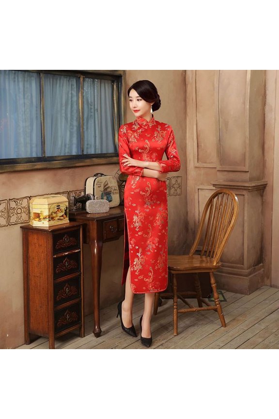 Spring Festival cheongsam autumn and winter wedding dress young happy wedding banquet festive dress Cieatiam