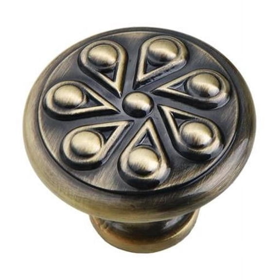 Ciel Antique Brass Cabinet Knob  1.2 inch Diameter