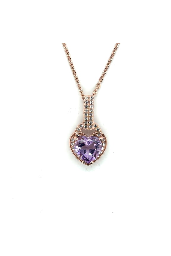Genuine Amethyst Heart Gold Necklace February Birthstone Anniversay Gifts for Women