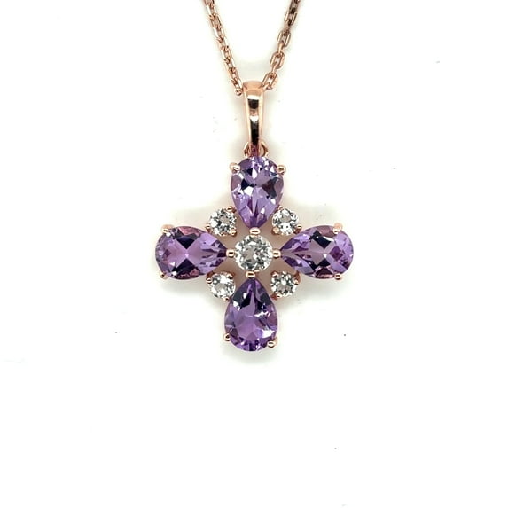 Genuine Amethyst Necklaces for Women Clover Necklace 2.89 Carats Goodluck Birthday Presents for Wife Gifts for Daughter