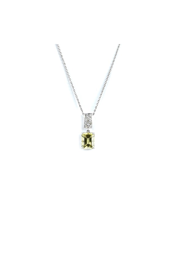 Genuine Lemon Quartz Necklaces for Women 2.11 Carats Green Jewelry Birthstone Birthday Gifts for Daughter Wife