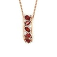 thumbnail image 1 of Fine Color Jewels 925 Sterling Silver Red Garnet Vertical Bar Necklace Rose Gold Plated for Women, 1 of 9