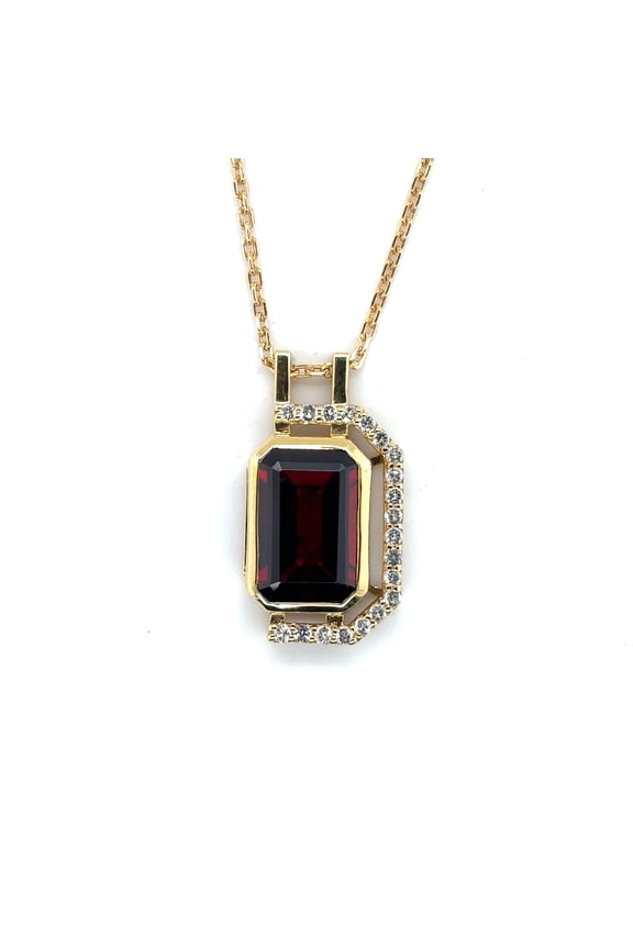 Red Garnet Necklace 3.69 Carats Emerald Cut Necklaces for Women Multi Color Jewelry Anniversay Gifts for Her