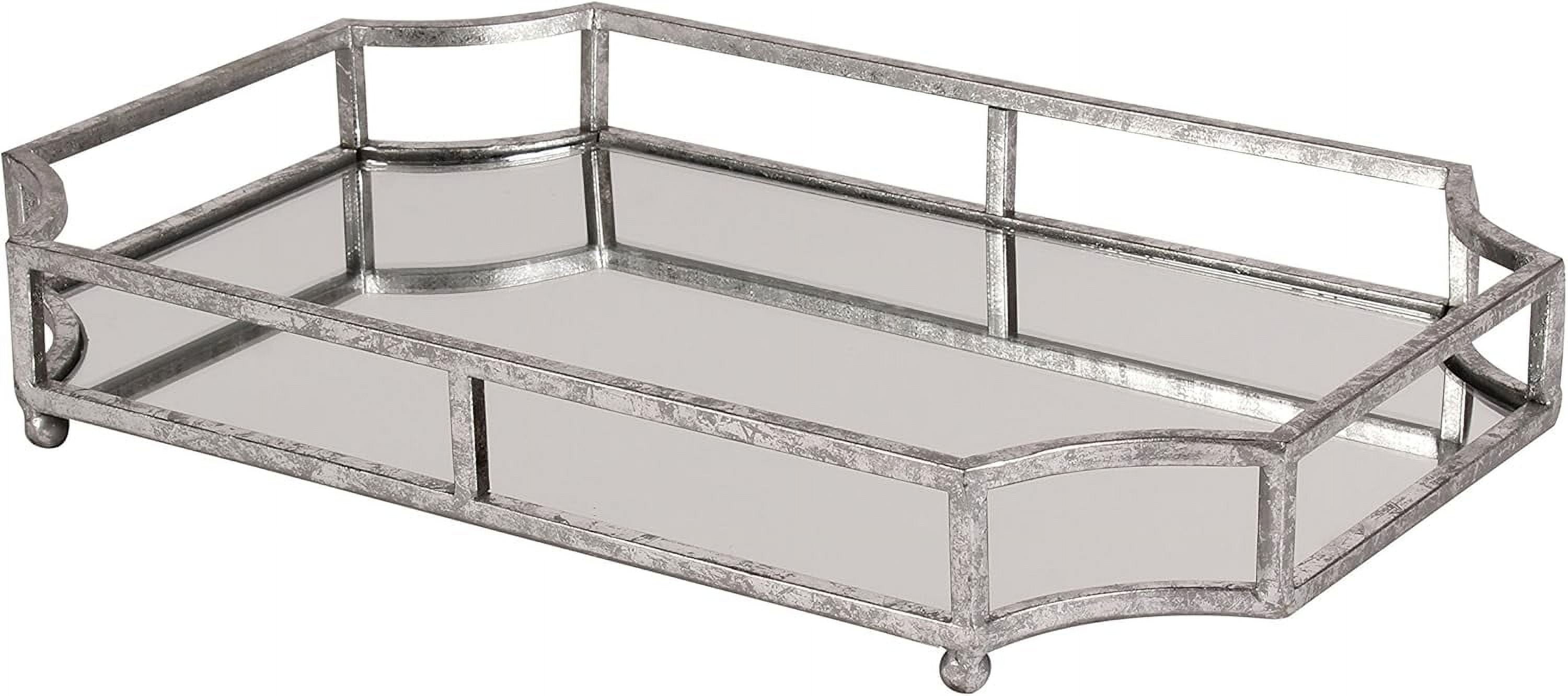 Silver Mirrored Glass Rectangular Decorative Tray