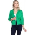 thumbnail image 1 of Cielo 1985 Women's Open Bolero Cardigan Sweater - cropped 3/4 sleeves lightweight - By The Simply Fashion applegreen L, 1 of 6