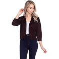 thumbnail image 1 of Cielo 1985 Women's Open Bolero Cardigan Sweater - cropped 3/4 sleeves lightweight - By The Simply Fashion brown XL, 1 of 6