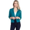 thumbnail image 1 of Cielo 1985 Women's Open Bolero Cardigan Sweater - cropped 3/4 sleeves lightweight - By The Simply Fashion darkgreen XL, 1 of 6