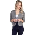 thumbnail image 1 of Cielo 1985 Women's Open Bolero Cardigan Sweater - cropped 3/4 sleeves lightweight - By The Simply Fashion heathergrey S, 1 of 4