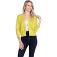 thumbnail image 1 of Cielo 1985 Women's Open Bolero Cardigan Sweater - cropped 3/4 sleeves lightweight - By The Simply Fashion lime L, 1 of 6