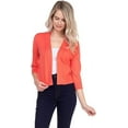 thumbnail image 1 of Cielo 1985 Women's Open Bolero Cardigan Sweater - cropped 3/4 sleeves lightweight - By The Simply Fashion orange L, 1 of 6
