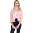 thumbnail image 1 of Cielo 1985 Women's Open Bolero Cardigan Sweater - cropped 3/4 sleeves lightweight - By The Simply Fashion peach S, 1 of 6