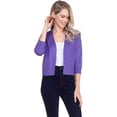 thumbnail image 1 of Cielo 1985 Women's Open Bolero Cardigan Sweater - cropped 3/4 sleeves lightweight - By The Simply Fashion purple XL, 1 of 6