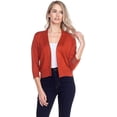 thumbnail image 1 of Cielo 1985 Women's Open Bolero Cardigan Sweater - cropped 3/4 sleeves lightweight - By The Simply Fashion rust L, 1 of 6