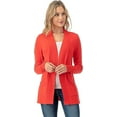 thumbnail image 1 of Cielo 1985 Women's Open Long Cardigan Sweater with Pockets - By The Simply Fashion HotCoral S, 1 of 7