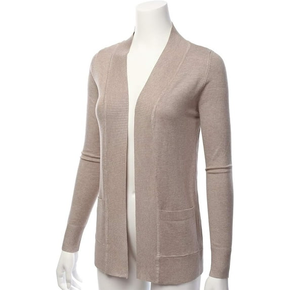 Cielo Plus Size Open Front Drape Classic Knit Cardigan With Pockets