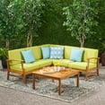 thumbnail image 1 of Cielo Terrace 6-Piece Outdoor Wood Conversation Set with Cushions, Green, 1 of 6