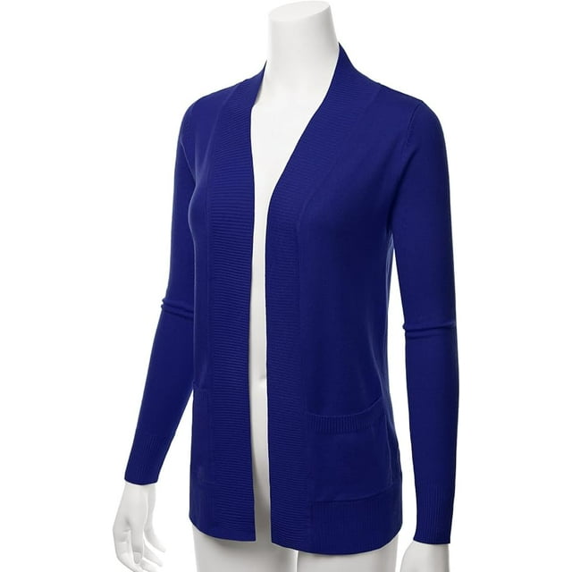 Cielo Women & Plus Open Front Drape Classic Knit Cardigan With Pockets