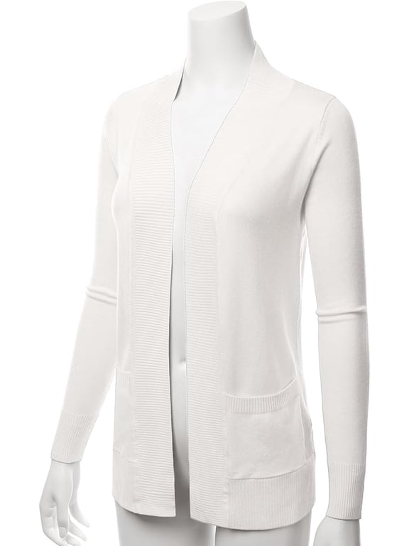 Women & Plus Open Front Drape Classic Knit Cardigan With Pockets