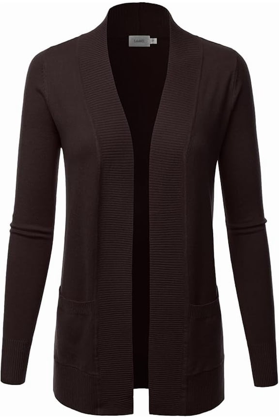 Women & Plus Open Front Drape Classic Knit Cardigan With Pockets