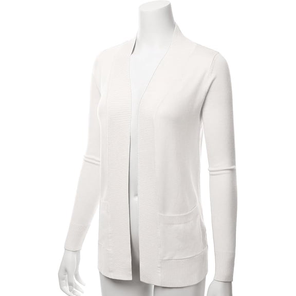 Cielo Women & Plus Open Front Drape Classic Knit Cardigan With Pockets
