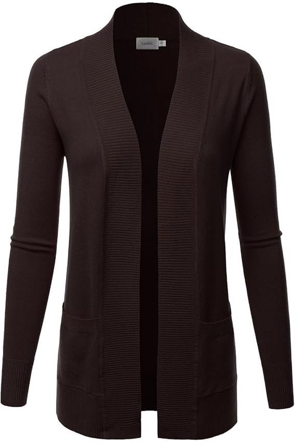 Women & Plus Open Front Drape Classic Knit Cardigan With Pockets