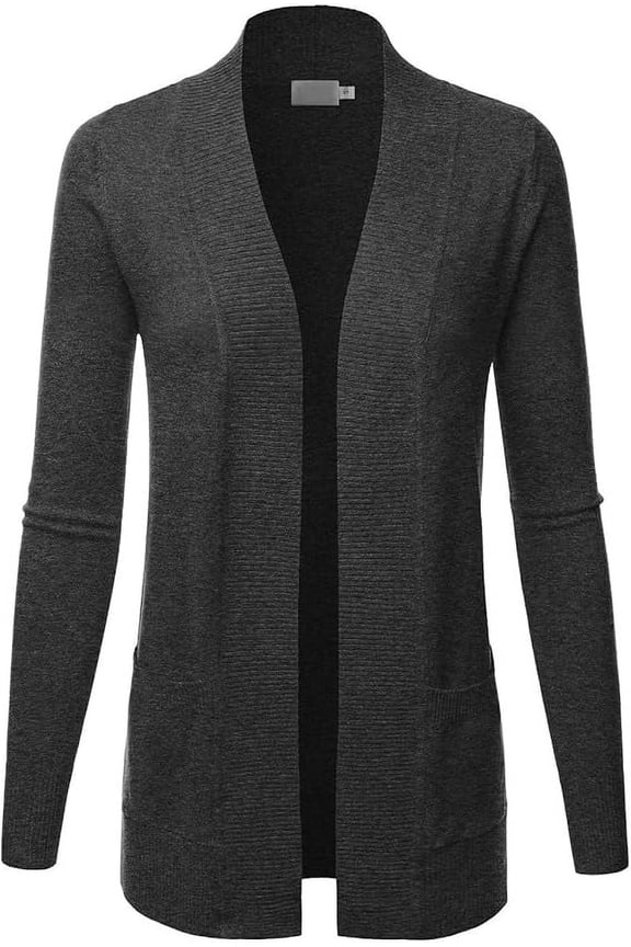 Women & Plus Open Front Drape Classic Knit Cardigan With Pockets