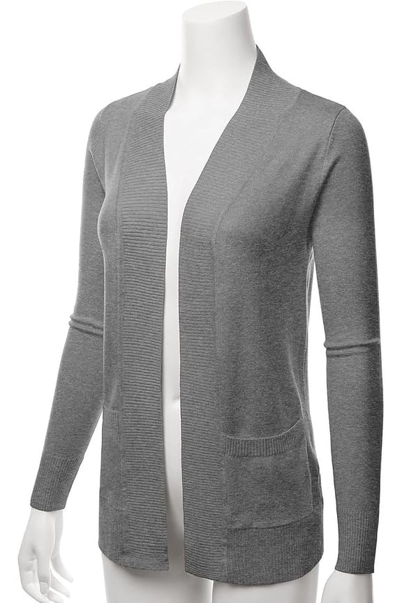 Women & Plus Open Front Drape Classic Knit Cardigan With Pockets