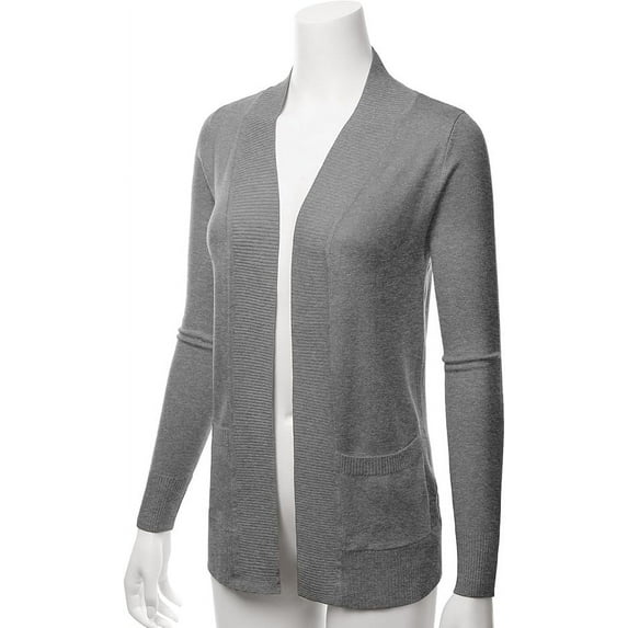 Cielo Women & Plus Open Front Drape Classic Knit Cardigan With Pockets