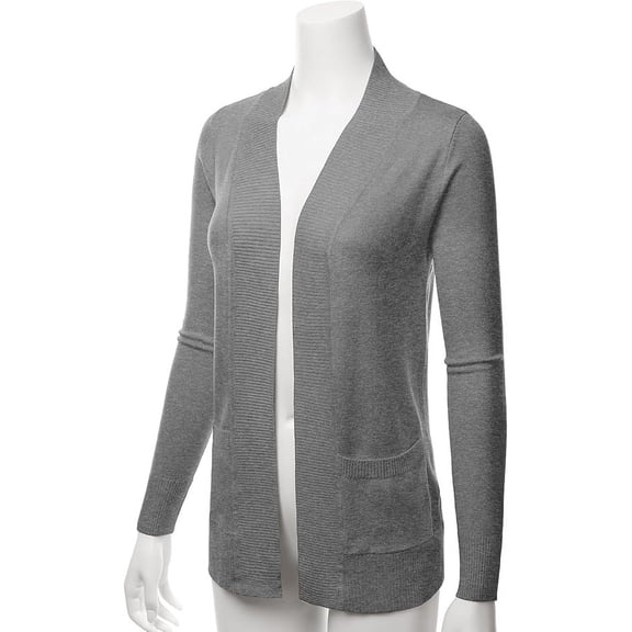 Cielo Women & Plus Open Front Drape Classic Knit Cardigan With Pockets