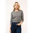 thumbnail image 1 of Cielo Women’s 3/4 Sleeve Round Neck Button Cardigan – Lightweight Knit Sweater, Cropped Fit, Office & Casual Wear Heather Grey,Medium, 1 of 2