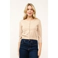 thumbnail image 1 of Cielo Women’s 3/4 Sleeve Round Neck Button Cardigan – Lightweight Knit Sweater, Cropped Fit, Office & Casual Wear Khaki,Medium, 1 of 2