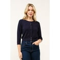thumbnail image 1 of Cielo Women’s 3/4 Sleeve Round Neck Button Cardigan – Lightweight Knit Sweater, Cropped Fit, Office & Casual Wear Navy,Small, 1 of 2
