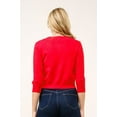 thumbnail image 1 of Cielo Women’s 3/4 Sleeve Round Neck Button Cardigan – Lightweight Knit Sweater, Cropped Fit, Office & Casual Wear Red,Medium, 1 of 2