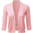 thumbnail image 1 of Cielo Women's 3/4 Sleeve Solid Open Front Cropped Bolero Shurug Light Cardigan, 1 of 5