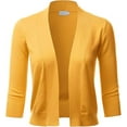 thumbnail image 1 of Cielo Women's 3/4 Sleeve Solid Open Front Cropped Bolero Shurug Light Cardigan, 1 of 5