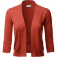 thumbnail image 1 of Cielo Women's 3/4 Sleeve Solid Open Front Cropped Bolero Shurug Light Cardigan, 1 of 5