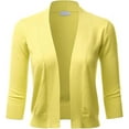 thumbnail image 1 of Cielo Women's 3/4 Sleeve Solid Open Front Cropped Bolero Shurug Light Cardigan, 1 of 5