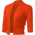 thumbnail image 1 of Cielo Women's 3/4 Sleeve Solid Open Front Cropped Bolero Shurug Light Cardigan, 1 of 3