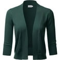 thumbnail image 1 of Cielo Women's 3/4 Sleeve Solid Open Front Cropped Bolero Shurug Light Cardigan, 1 of 5