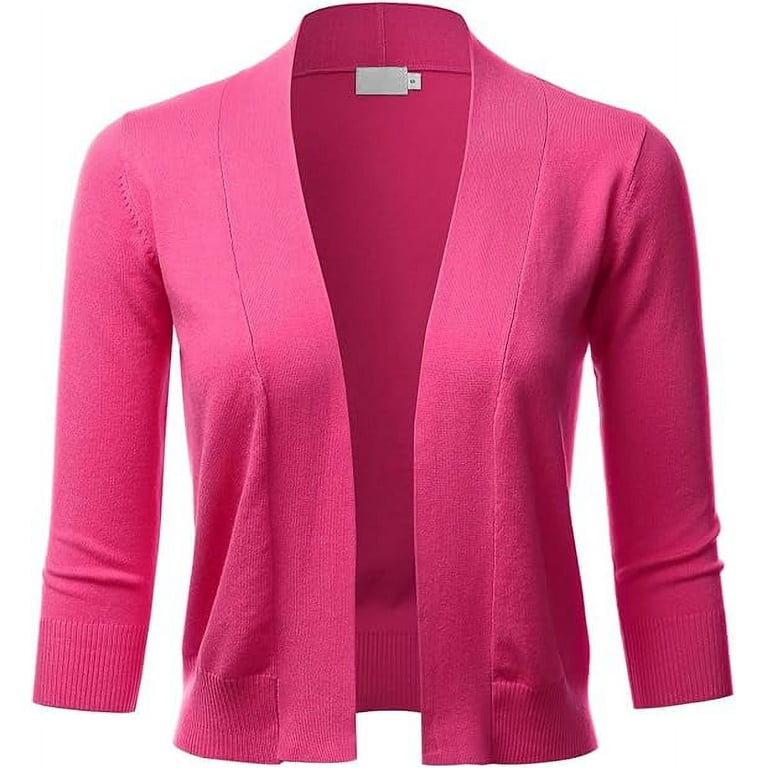 Cielo Women's 3/4 Sleeve Solid Open Front Cropped Bolero