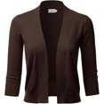 thumbnail image 1 of Cielo Women's 3/4 Sleeve Solid Open Front Cropped Bolero Shurug Light Cardigan, 1 of 5