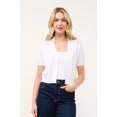 thumbnail image 1 of Cielo Women's Short Sleeve Open Front Bolero Cardigan – Soft Cotton Spandex Shrug White,Small, 1 of 2