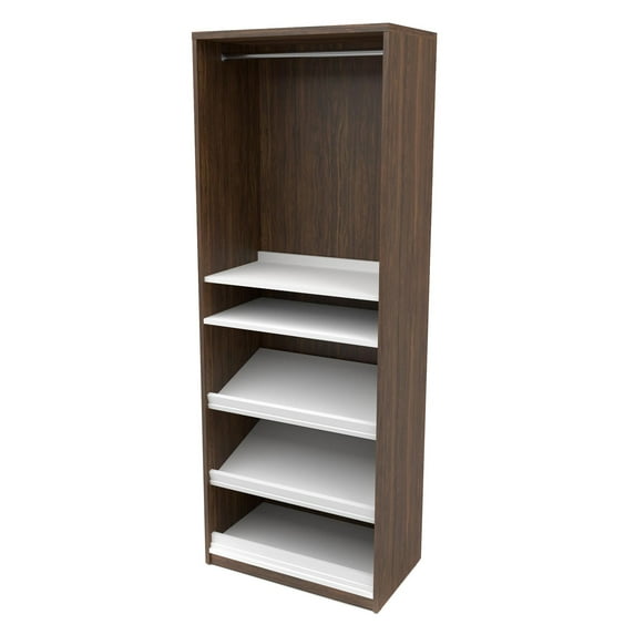 Cielo by Bestar 19.5" Shoe/Closet Storage Unit Featuring Reversible Shelves in Oak Barrel and White