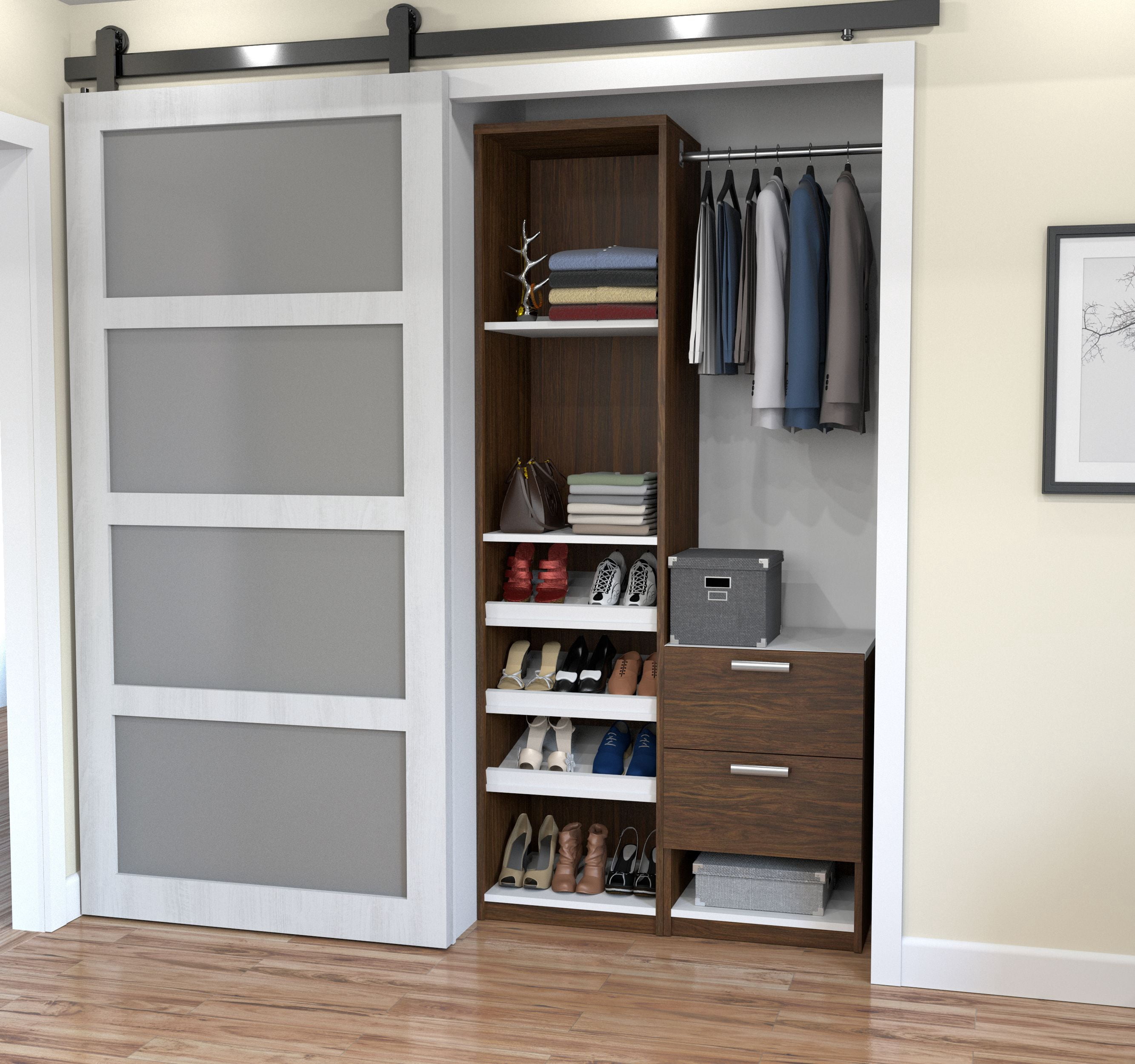 Cielo by Bestar Deluxe 39" Reach-in Closet in Oak Barrel and White ...