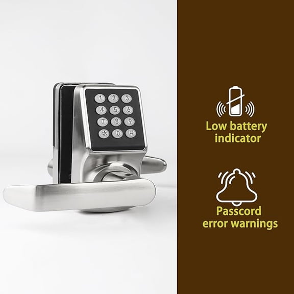Cielsa Dawn Electronic Door Lock with Door Handle,Keypad Door Lock with Handle,Smart Locks for Front Door Keyless Entry Digital Knob with Code-Fob-Key(Brushed Nickel,1pack)