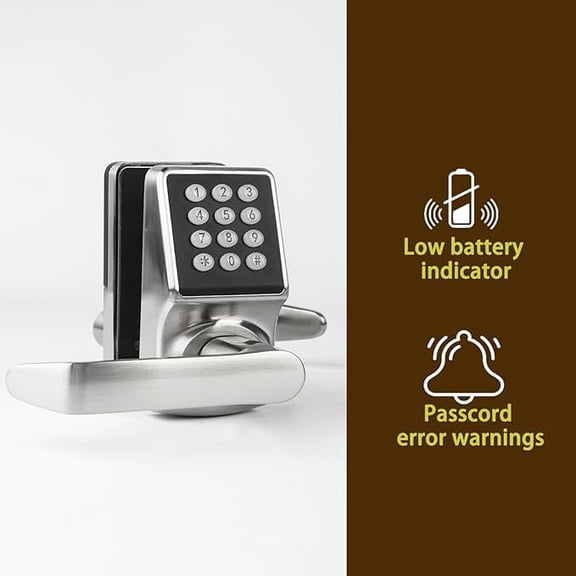 Cielsa Dawn Electronic Door Lock with Door Handle,Keypad Door Lock with Handle,Smart Locks for Front Door Keyless Entry Digital Knob with Code-Fob-Key(Brushed Nickel,1pack)