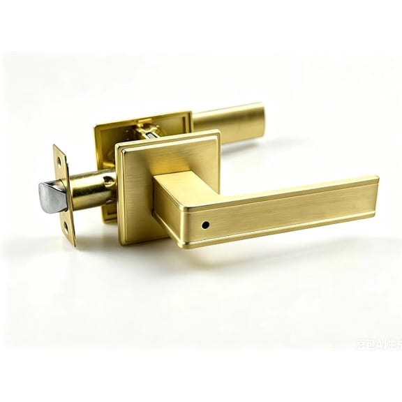 Cielsa Dawn Gold Privacy Door Handles, Heavy Duty Door Handles Interior with Locks for Left Right Sided Doors, Keyless Push Button Lock Door Lever,1Pack