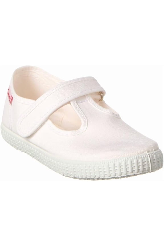Canvas Hook & Loop T-Strap Little Kid Shoes, White, Size 10.5