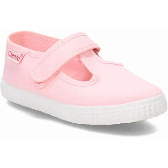 Cienta Canvas Hook & Loop T-Strap Pink Toddler Kids Shoes, Size 6