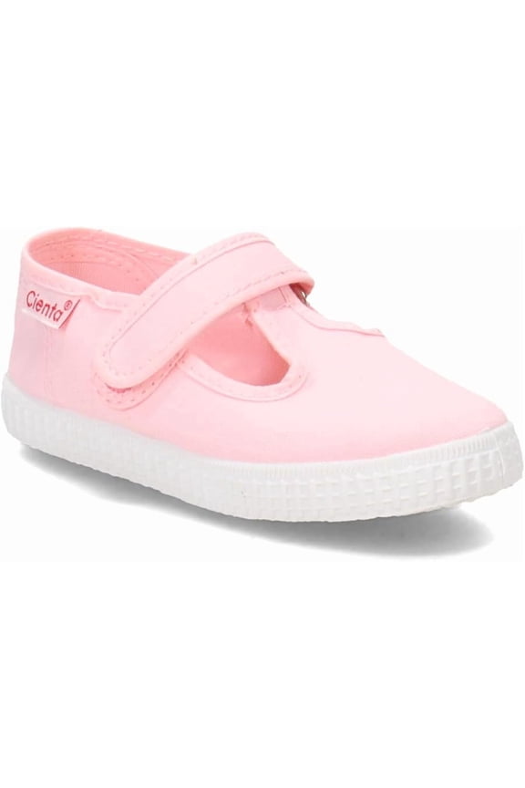 Canvas Hook & Loop T-Strap Pink Toddler Kids Shoes, Size 7.5